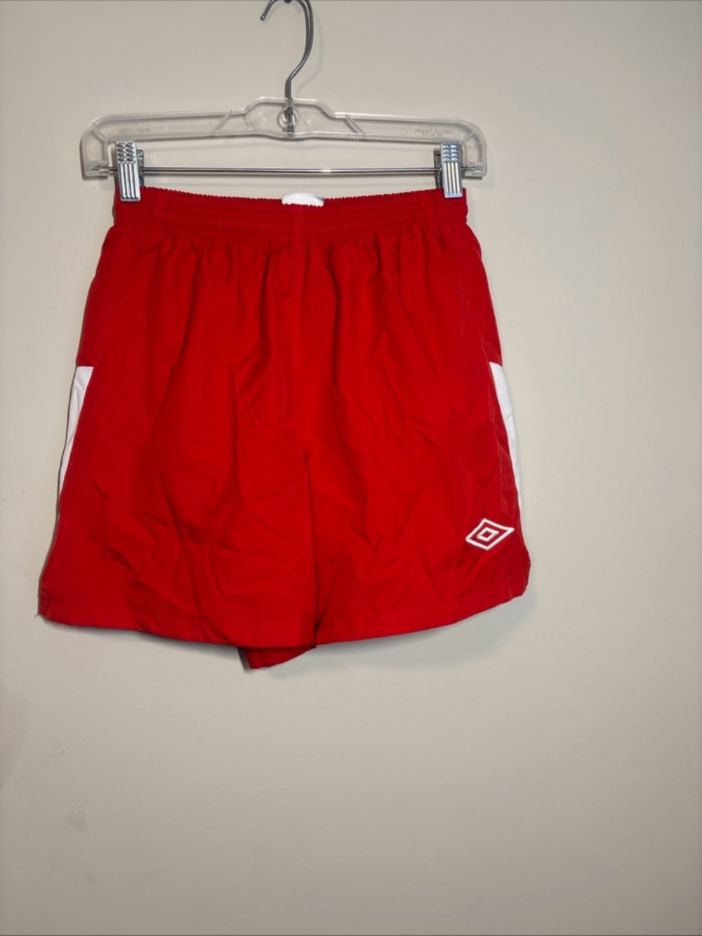 Umbro Red Athletic Shorts with White Side Panels small